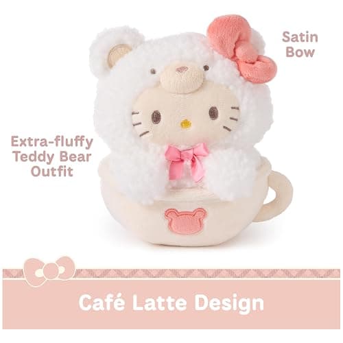 GUND Sanrio Official Hello Kitty Café Latte Teddy Bear Plush, Collectible Plush Toy, Stuffed Animal for Ages 1 and Up, White, 6” thumbnail 5