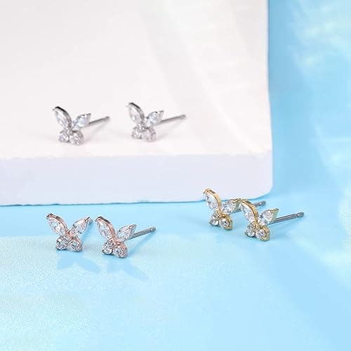 Limerencia F136 Pure Titanium Hypoallergenic Earrings Dainty Butterfly CZ Cluster Minimalist | G23 Implant Grade Piercing Fashion Jewelry For Sensitive Ears thumbnail 4
