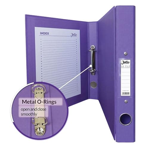 Jotie A4 Ring Binder Folder, Durable 2 Ring A4 Binder for Files & Documents, 40mm Spine, 250 Sheet Capacity, Thumb Hole & Spine Label, Office School File Storage, Purple, Pack of 1 thumbnail 4