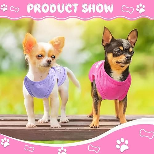 4 Pieces Dog Clothes for Small Dogs Girl Soft Puppy Shirt Cute Chihuahua Teacup Dog Clothes Female Dog Shirts Breathable Pet Clothing Pink Girl Doggie Clothes (XX-Small) thumbnail 4