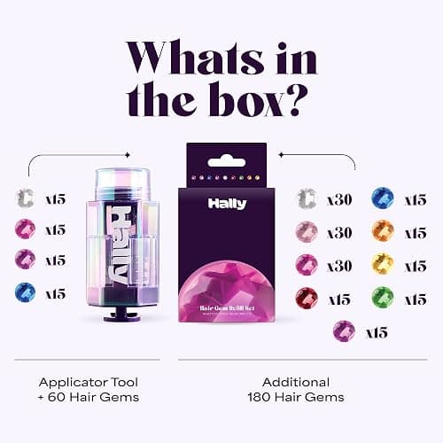Hair Gem Pen for Girls – 240 Stick-On Hair Gems & Stamper Tool – Hair Jewels Kit for Kids, Festivals, School, Halloween, Parties, Weddings – Easy to Apply & Remove – Hair Accessories by Hally Hair thumbnail 2