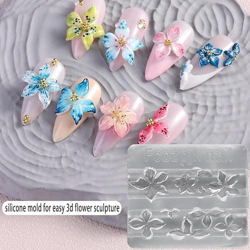 Fcozpjk Clear Solid Builder Gel For Nails, 30g Hard Gel for Nails with Silicone Molds for Carving Non-Sticky Building 3D Sculpture Flowers Modeling Design Professional Manicure Supplies thumbnail 6