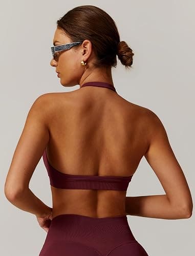 ABOCIW Workout Sets for Women Seamless Scunch Butt Lifting Impact Leggings Halter Sports Bra 2 Piece Gym Outfits thumbnail 6