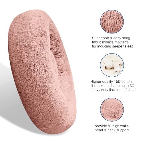 SAVFOX Plush Calming Dog & Cat Bed - Donut Shaped, Multiple Sizes S-XXL, Comfortable Cuddler in Washable Faux Fur thumbnail 4