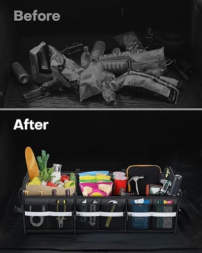 HOTOR Trunk Organizer for SUV – Car Storage Box with Reflective Strips, Collapsible Car Organizer with Large Capacity, Essential Car Accessories for Truck, Van & Sedan, Black, 33.1" x 13.0" x 12.0" thumbnail 6