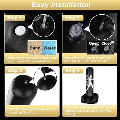 Vobab Punching Bag for Adults, 70" Boxing Bag with Stand, Freestanding Heavy Bag with Boxing Gloves, Reflex Ball Set, Kickboxing Bag Training Equipment for Muay Thai, MMA, Gym, Training, Fitness thumbnail 9