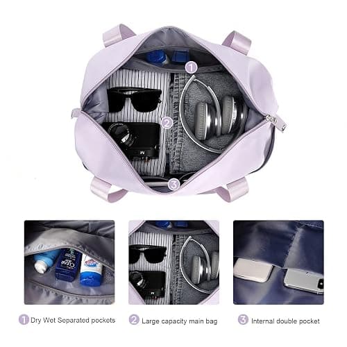 Travel Duffel Bag, Sports Tote Gym Bag, Shoulder Weekender Overnight Bag for Women - A2-purple-expandable - X-large thumbnail 6