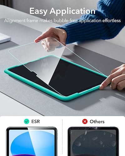 ESR 2 Pack Screen Protector for iPad A16 11th/10th Gen 11/10.9 Inch, 9H | 2025/2022,Tempered Glass with Alignment Frame, Anti-Scratch, Bubble Free, HD Clarity, Apple Pencil Support thumbnail 3