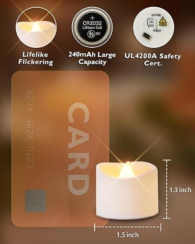 Homemory 12Pcs Flickering Flameless Candle Battery Operated, 200+Hours Fake Electric LED Tea Lights for Votive, Centerpiece Table Decorations, Wedding, Aniversary, Halloween, Christmas thumbnail 3