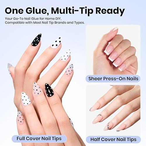 Beetles 2Pcs 15ml Gel Nail Glue for Acrylic Nail Tips, UV Nail Glue | for Clear Press-On Nails, Clear Self-Leveling Nail Extension Gel, Low-Odor Formula, Long-Lasting Wear for DIY & Salon Use thumbnail 2