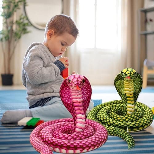 refavor Large Realistic Snake Plushies 70 Inch Cobra Stuffed Toys Green | 70 Inch Realistic Cobra Snake Plush Toy, Soft Stuffed Animal Gift for Kids and Unique Party Decoration for Reptile Lovers thumbnail 2