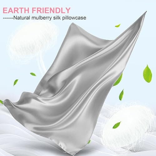 Mulberry Silk Pillow Cases 2 Pack Standard Size 20x26 Inches with Hidden Zipper, Ultra Smooth and Soft Breathable Cooling Silk Satin Pillowcase Set of 2, Better for Hair and Skin, Gifts for Women Men thumbnail 3