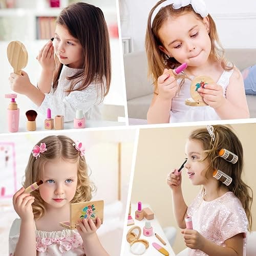 Faux Maquillage Enfant Fille en Bois Maquillage Enfant Jouet | Maquillage Malette Accessoires Jeux de Maquillage Coffret Jouet Fille Princesse Anniversaire Cadeau 3 4 5 6 7 8 Ans thumbnail 6