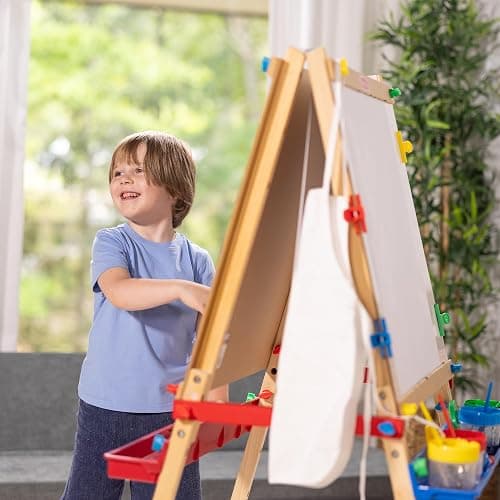 Melissa & Doug Deluxe Standing Art Easel - Dry-Erase Board, Chalkboard, Paper Roller - FSC Certified thumbnail 9