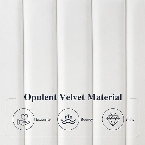 Allewie Queen Bed Frame, Velvet Upholstered Platform Bed with Adjustable Vertical Channel Tufted Headboard, Mattress Foundation with Strong Wooden Slats, Box Spring Optional, Easy Assembly, White thumbnail 7