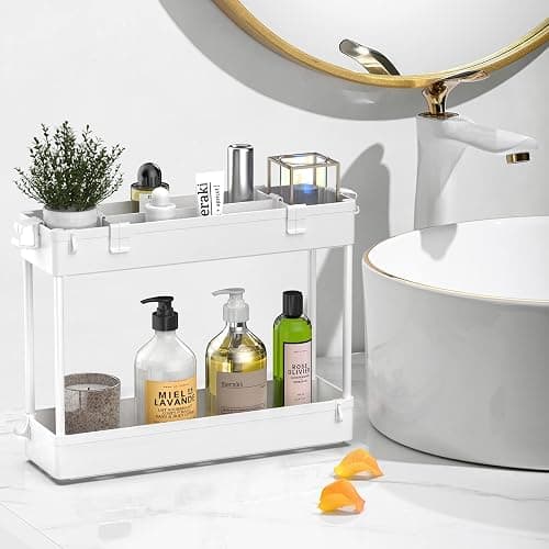 SPACELEAD Slim Storage Cart 3 Tier,Bathroom Organizer Rolling Utility, Mobile Shelving Unit Slide Out for Office, Kitchen, Laundry Room & Narrow Places,White - White thumbnail 5