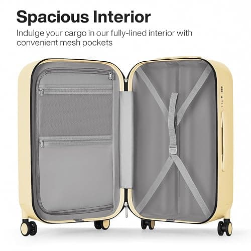 mixi 26 Inch Large Checked Luggage PC Hardshell Suitcases with Wheels for Travel Woman Men, Lark Yellow thumbnail 3