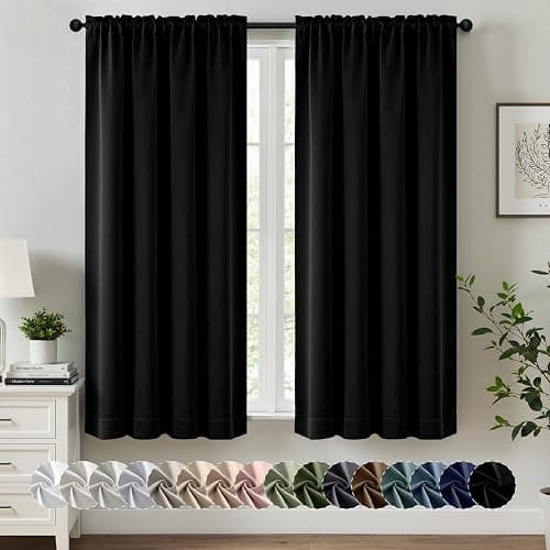 MIULEE Halloween Black Blackout Curtains for Bedroom Room 40"x63" 2 Panels | Thermal Insulated, Room Darkening Drapes, Rod Pocket, Noise Reduction, Light Blocking, Solid Window Treatments - Image 1