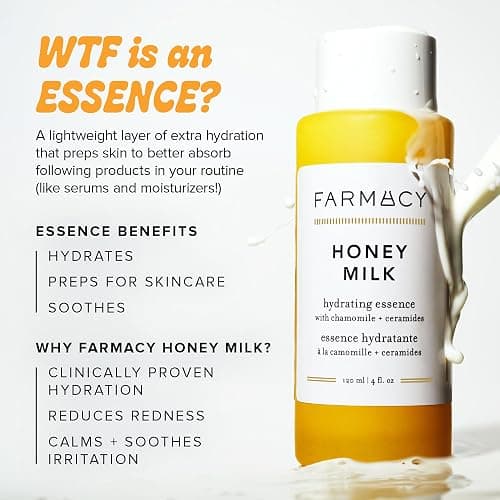 Farmacy Hydrating Essence - Hydrating Honey Milk Toner + Facial Essence to Soothe, Moisturize and Strengthen Skin Barrier - Preps Complexion for Skincare Products or Makeup Application (10ml) thumbnail 3