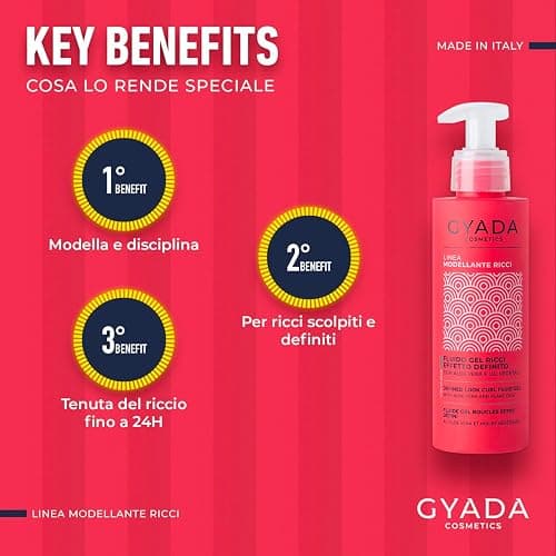 GYADA COSMETICS, Fluido Gel Modellante per Capelli Ricci e Mossi, Effetto Definito, 98% Ingredienti Naturali, ad Azione Disciplinante e Anticrespo, Con Aloe Vera e Oli di Argan, Cocco e Lino, 150 ml thumbnail 5