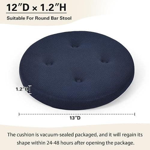 baibu Stool Covers Round, Super Breathable Round Bar Stool Cover Seat Cushion Navy Blue 13" - One Cushion Only thumbnail 3