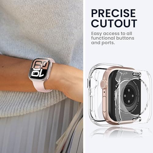 Tensea (2 in 1) for Waterproof Apple Watch Screen Protector Case Series 11/10 42mm Accessories, 360 Front and Back, iWatch PC Face Cover with Tempered Glass for Women Men, 42 mm thumbnail 6