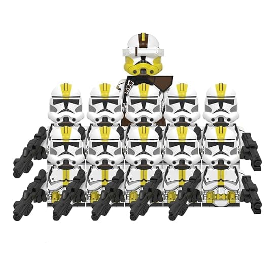 327th Clone Troopers 11pcs Phase 2 Troopers Army Building figs Set Battle Pack with Accessories Yellow - Image 1