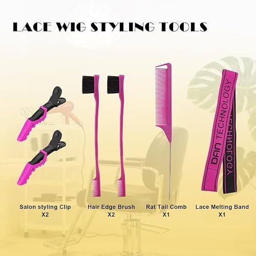 DAN Technology hot comb set,Wig Installation Kit,hot comb,Wig Glue,Wig Glue Remover,Hair Wax Stick,Edge Control Gel,HD wig cap,Lace Melting Band,Hair Edge Brush,Rat Tail Comb,Salon Styling Clips thumbnail 6