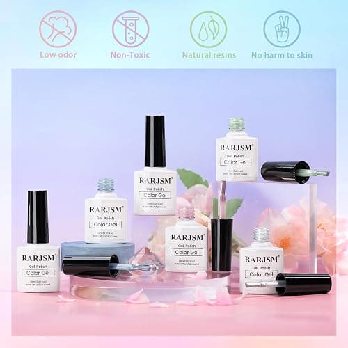 RARJSM Sparkle Diamond Cat Eye Gel Nail Polish Set 6 Colors Nude Pink Milky Jelly Purple Green Blue Silver Glitter Cateye Gel Polish with Magnet Stick UV LED Curing Requires Soak Off Home Salon Diy thumbnail 5