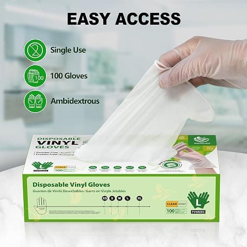 SWIFTLITE Disposable Vinyl Gloves, Food Safe, Latex-Free Powder-Free Clear Plastic Gloves for Cooking, House Clean, Food Prep thumbnail 6