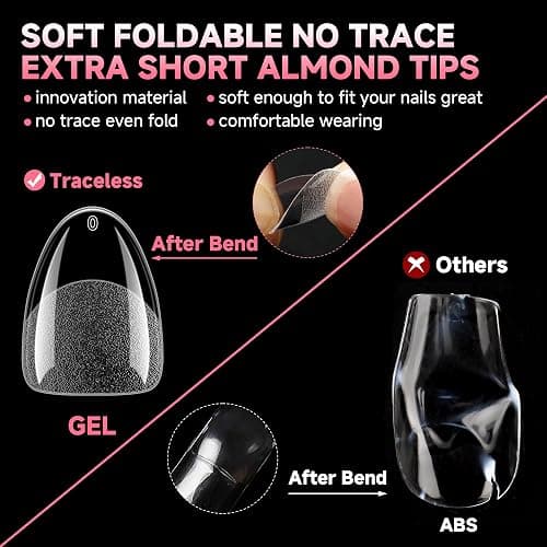 UNA GELLA Extra Short Almond Nail Tips 12 Sizes Short Almond Gel Nail Tips 120Pcs Soft Gel Clear Full Cover Nails Tips Acrylic False Nails Press On Nails for Extensions DIY Salon thumbnail 5
