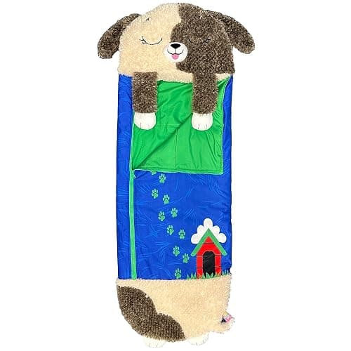 Happy Nappers Medium Hugsy the Puppy 2-in-1 Play Pillow & Sleepy Sack | Plush animal sleeping bag for kids age 3+. 54x20 in, ultra soft cozy material, machine washable portable nap companion - Image 1