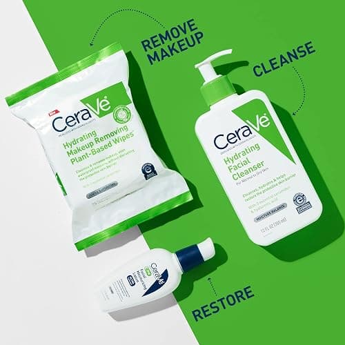 CeraVe Makeup Remover Wipes, Plant Based Face Wipes, Biodegradable in Compost, Waterless Face Wash, Travel Essentials for Women, Suitable for Sensitive Skin, Fragrance-free + Non-comedogenic, 25ct thumbnail 6