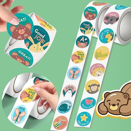 1500PCS Teacher Stickers, 3 Rolls Classroom Motivational Potty Training Stickers for Kids Students Reward School Supplies Teacher Must Haves-24 Cute Designs, 1 inch thumbnail 2