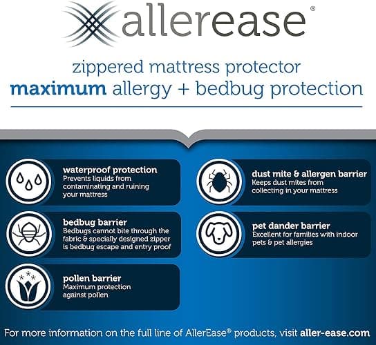 AllerEase Waterproof Mattress Protector, Maximum Allergy Mattress Protector, Twin XL Mattress Cover thumbnail 4