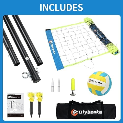 20FT Outdoor Volleyball Net Set System for Backyard Beach with Anti-Sagging Net, Iron Adjustable Height Poles, Soft PU Volleyball and Pump, Carry Bag - Instant Set Up & Durable thumbnail 8