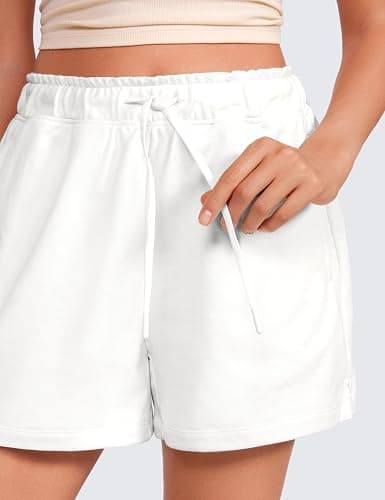 CRZ YOGA Comfy Cotton Sweat Shorts for Women Casual Summer Drawstring for Gym Lounge Workout Jersey with Pockets thumbnail 4
