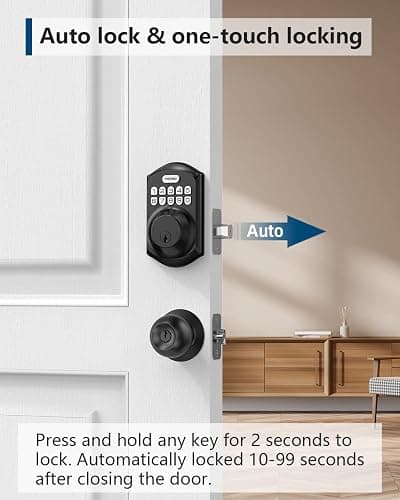 TEEHO TE001 Keyless Entry Door Lock with Keypad - Smart Deadbolt Lock for Front Door with 2 Keys - Auto Lock - Easy Installation - Matte Black thumbnail 3