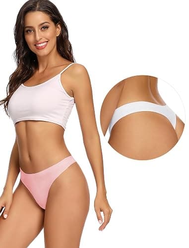voenxe Seamless Women Underwear Thongs,No Show Ladies Thong,No Line Workout Breathable Comfortable Panties,Soft Undies,5-Pack thumbnail 4