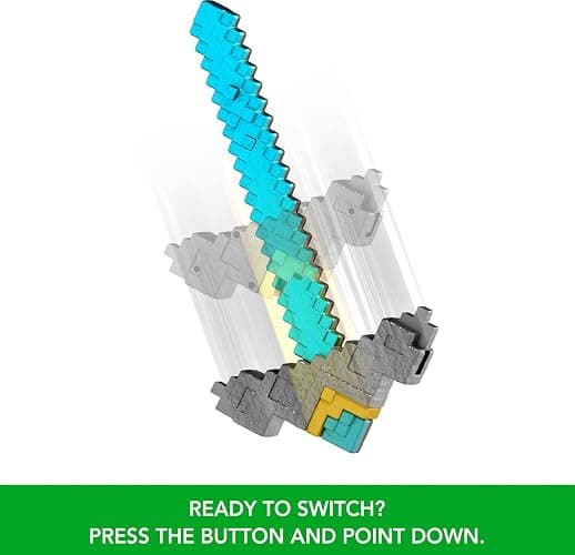 Mattel Minecraft Sword and Pickaxe 2-in-1 Toy, Button-Activated Click and Switch Role-Play Accessory Inspired by A Minecraft Movie thumbnail 4