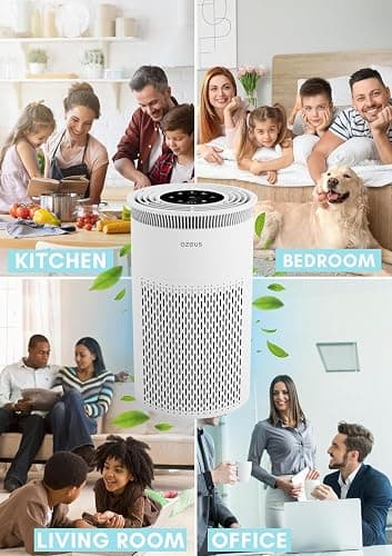 AZEUS Air Purifier for Home Pets Hair Dust in Bedroom Up Top 843 ft² H13 True HEPA Filter, 25db Filtration System Cleaner Odor Eliminators, Ozone Free, Remove 99.97% Dust Smoke VOCs thumbnail 2