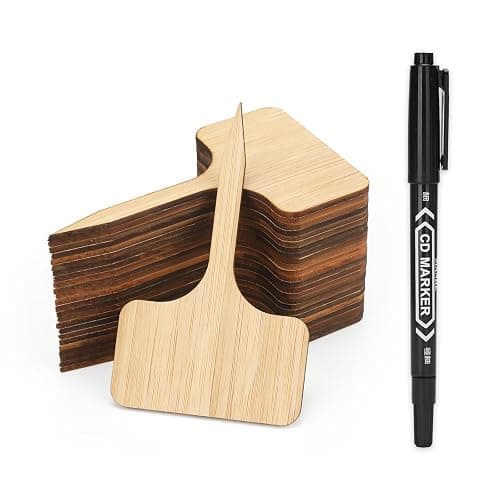 KINGLAKE GARDEN Bamboo Plant Labels,Plant Labels Garden Tags 60 Pack T-Type Wooden Plant Sign Tags Vegetable Garden Markers for Plants(6.5 X 10 cm) thumbnail 2