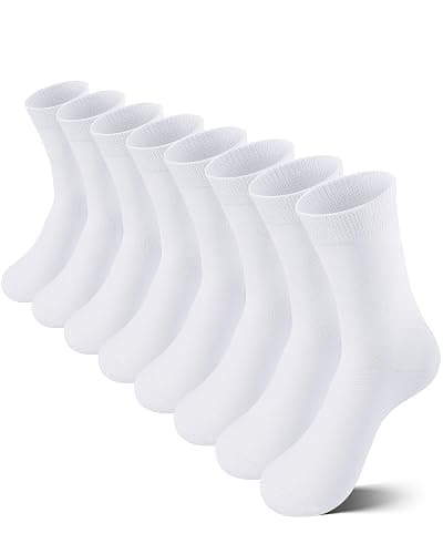 Somaibo 8 Pairs Kids Socks for Boys Girls Crew Dress Athletic Socks Soft Cotton Seamless Cushioned School Sock - Image 1