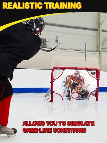 Kasifei Mini Steel Hockey Net with Shooter Tutor, 30" x 20" Heavy Duty Hockey Goal for Kids thumbnail 2