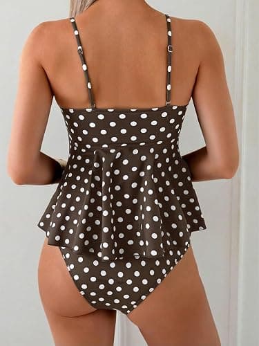 SweatyRocks Women's Y2K Cute Tankini High Waisted Two Piece Bathing Suit | Sexy Ruffle Flowy Swimsuits, Seashell Decoration,Tankinis Swimwear, Cruise Outfits thumbnail 2