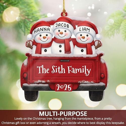Personalized Christmas Ornaments 2025 Family of 2/3/4/5/6/7/8/9/10 Custom Snowman Ornament with Names and Year, for Family of 2/3/4/5/6/7/8/9/10 Members, Custom Ornament Xmas Gift Idea thumbnail 5