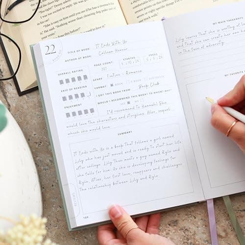 Reading Journal For Book Lovers - Journals to Review 55 Books - Ultimate Reader Kit with Tracker, Log, Challenge & Prompt Guides - Reading Accessories For Book Lovers Or Book Club Tracking - Brown thumbnail 2