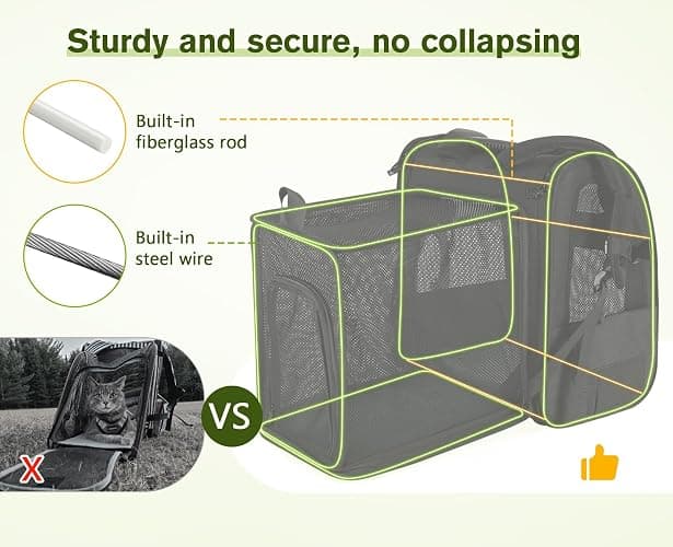 Pecute Pet Carrier Backpack, Large Cat Carrier Backpack, Expandable Cat Backpack with Breathable Mesh for Medium Large Cats, and Small Dogs, Dog Backpack Carrier for Travel Hiking Black thumbnail 2