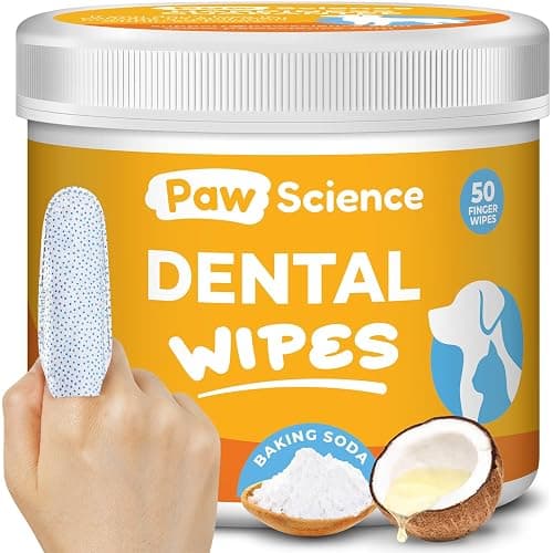 Paw Science Dog & Cat Teeth Cleaning Wipes - Dental Finger Wipes for Cats & Dogs - Pet Toothbrush & Tooth Brushing Kit - Effective Teeth Cleaner (Unscented) - Image 1