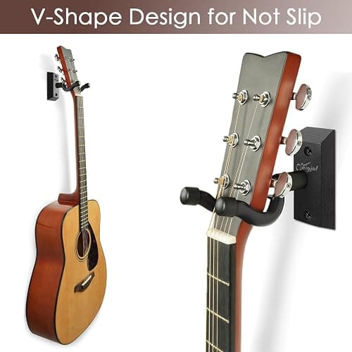 SNIGJAT Guitar Wall Mount 2 Pack, Guitar Hanger Wall Hook Holder Stand with Screws, Hardwood Mount Hanger for Acoustic Bass,Banjo, Mandolin Guitar, Bass, Banjo, Mandolin thumbnail 3